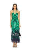 Cara Cara Shelter Island Fringed Jersey Halter Midi Dress In Sanibel Isl Green