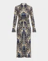 Cara Cara Shirley Ruched Paisley-print Midi Shirtdress In Animal Print