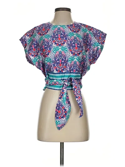 Pre-owned Cara Cara Short Sleeve Blouse In Teal