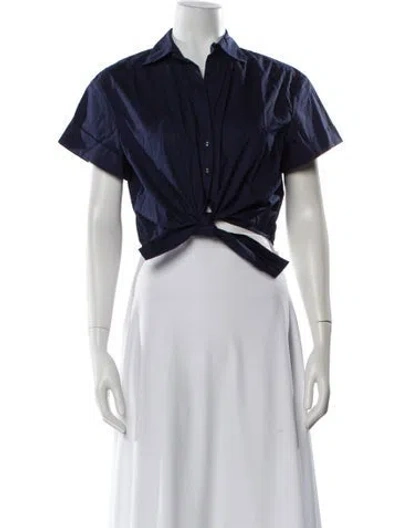 Pre-owned Cara Cara Short Sleeve Button-up Top In Blue