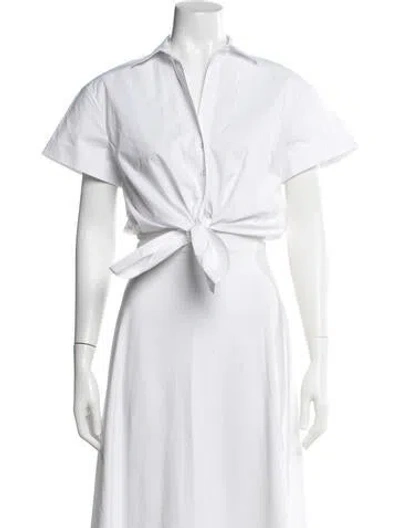 Pre-owned Cara Cara Short Sleeve Button-up Top In White