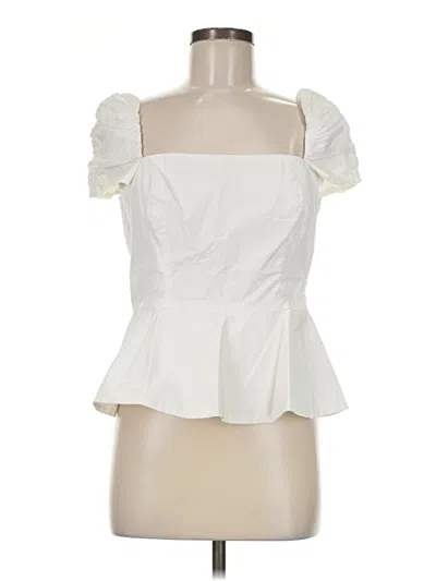 Pre-owned Cara Cara Short Sleeve Top Ivory Strapless Neckline Tops