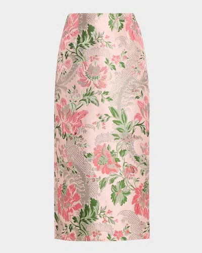 Cara Cara Sienna Floral Jacquard Midi Skirt In Pink