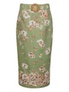 Cara Cara Sienna Floral-print Belted Skirt In Green