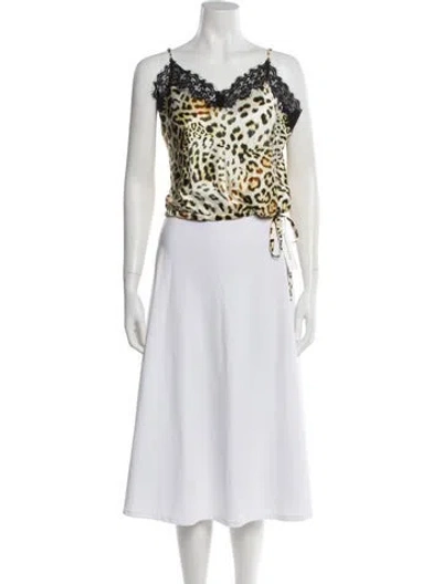 Pre-owned Cara Cara Silk Animal Print Top W/ Tags In Black