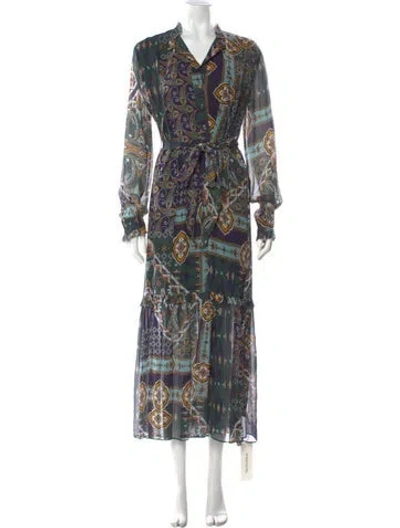 Pre-owned Cara Cara Silk Long Dress In Green