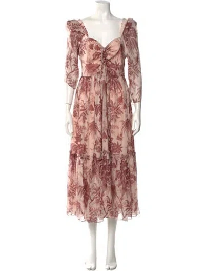 Pre-owned Cara Cara Silk Long Dress In Pink