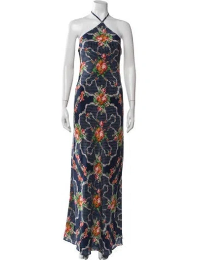 Pre-owned Cara Cara Silk Long Dress W/ Tags In Blue