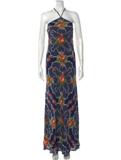 Pre-owned Cara Cara Silk Long Dress W/ Tags In Blue