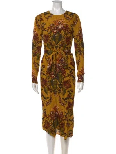 Pre-owned Cara Cara Silk Long Dress In Yellow