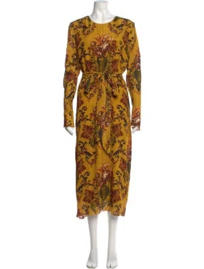 Pre-owned Cara Cara Silk Long Dress In Yellow
