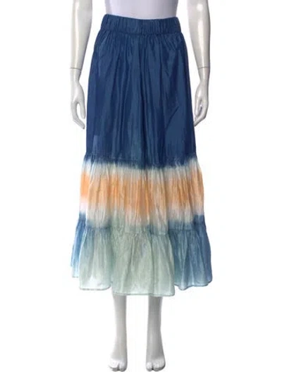 Pre-owned Cara Cara Silk Long Skirt In Blue
