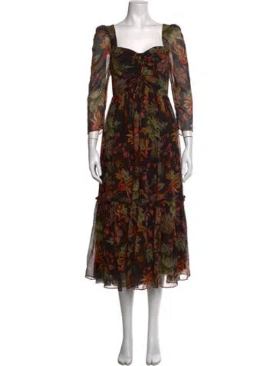 Pre-owned Cara Cara Silk Midi Length Dress In Black