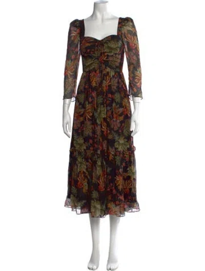 Pre-owned Cara Cara Silk Midi Length Dress In Black