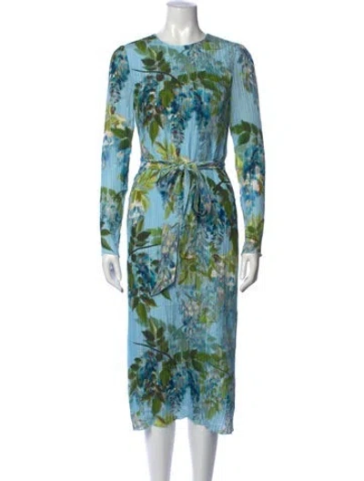 Pre-owned Cara Cara Silk Midi Length Dress In Blue