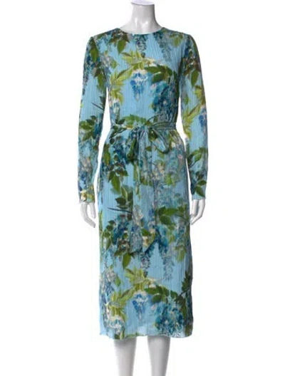 Pre-owned Cara Cara Silk Midi Length Dress In Blue