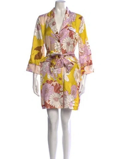 Pre-owned Cara Cara Silk Mini Dress In Yellow