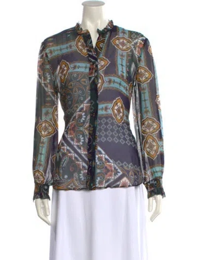 Pre-owned Cara Cara Silk Paisley Print Blouse In Multi