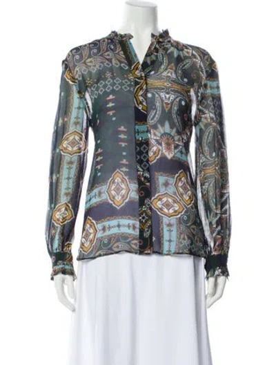 Pre-owned Cara Cara Silk Printed Blouse In Multi