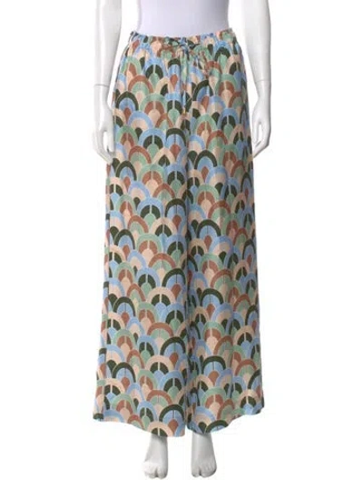 Pre-owned Cara Cara Silk Wide Leg Pants In Blue
