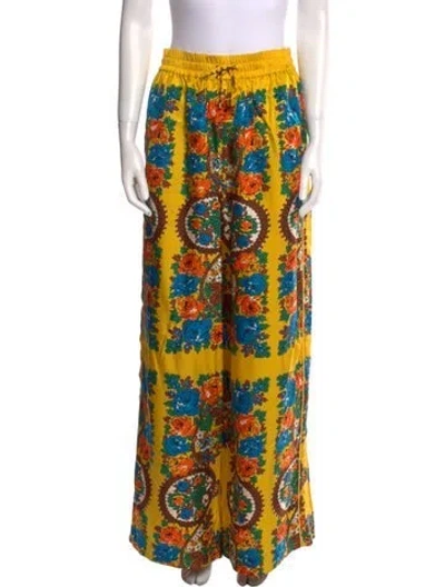 Pre-owned Cara Cara Silk Wide Leg Pants W/ Tags In Yellow