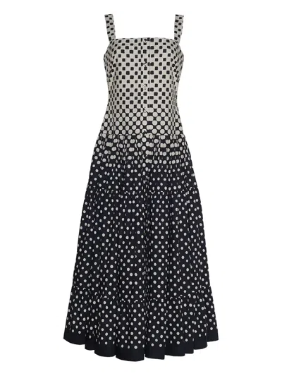 Cara Cara Square-neck Polka-dot Dress In Black