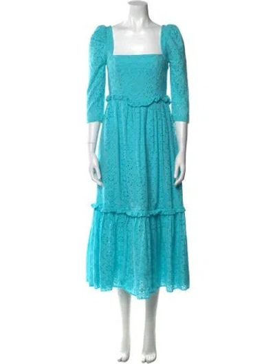 Pre-owned Cara Cara Square Neckline Knee-length Dress In Blue