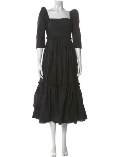 Pre-owned Cara Cara Square Neckline Long Dress In Black