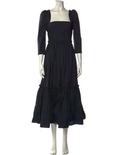 Pre-owned Cara Cara Square Neckline Long Dress In Black