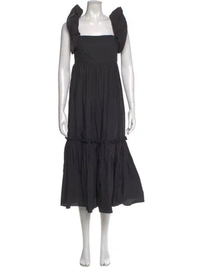 Pre-owned Cara Cara Square Neckline Long Dress In Black