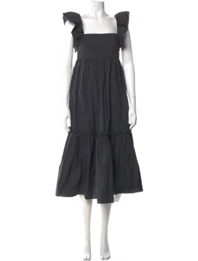 Pre-owned Cara Cara Square Neckline Long Dress In Black