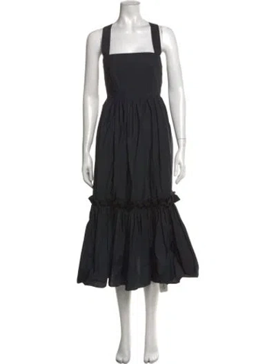 Pre-owned Cara Cara Square Neckline Long Dress In Black