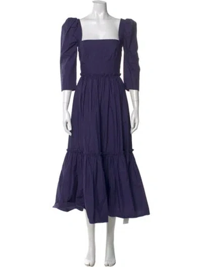 Pre-owned Cara Cara Square Neckline Long Dress In Blue