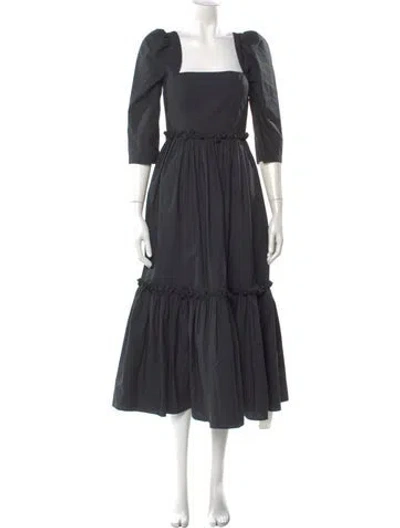 Pre-owned Cara Cara Square Neckline Long Dress In Gray