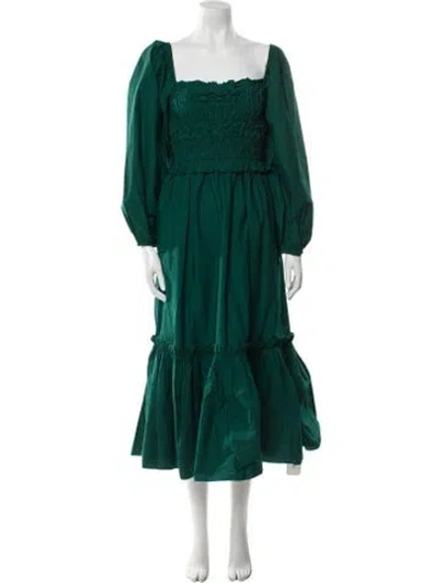 Pre-owned Cara Cara Square Neckline Long Dress In Green