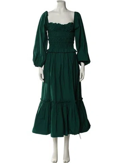 Pre-owned Cara Cara Square Neckline Long Dress In Green