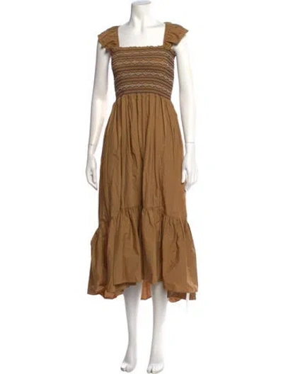 Pre-owned Cara Cara Square Neckline Long Dress In Neutral