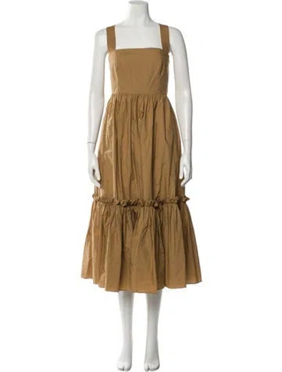 Pre-owned Cara Cara Square Neckline Long Dress In Neutral