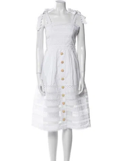 Pre-owned Cara Cara Square Neckline Long Dress In White