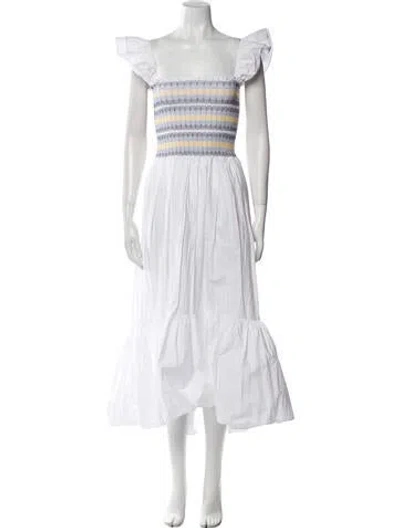 Pre-owned Cara Cara Square Neckline Long Dress In White