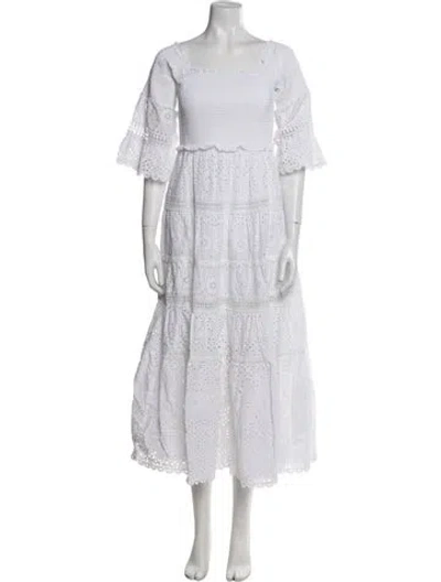 Pre-owned Cara Cara Square Neckline Long Dress In White