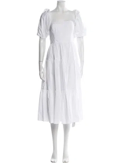Pre-owned Cara Cara Square Neckline Long Dress In White