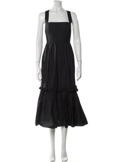 Pre-owned Cara Cara Square Neckline Midi Length Dress In Black