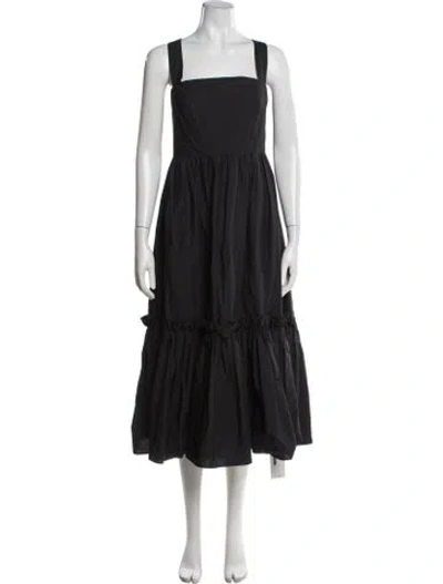 Pre-owned Cara Cara Square Neckline Midi Length Dress In Black
