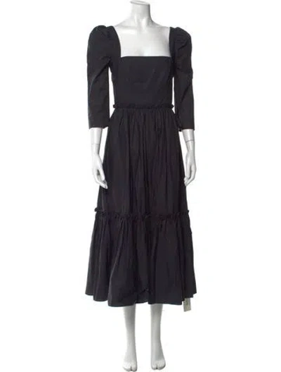 Pre-owned Cara Cara Square Neckline Midi Length Dress In Blue