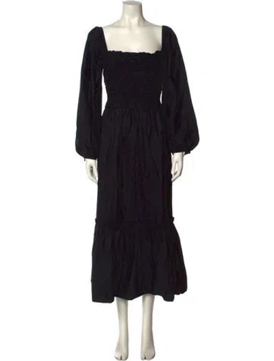 Pre-owned Cara Cara Square Neckline Midi Length Dress W/ Tags In Black