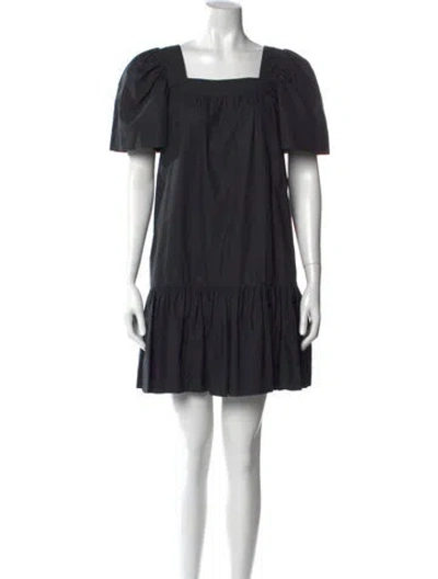 Pre-owned Cara Cara Square Neckline Mini Dress In Blue