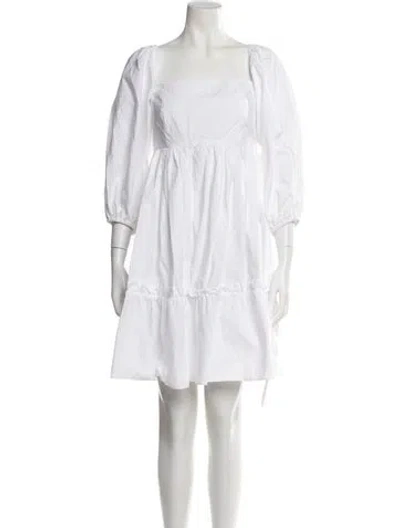Pre-owned Cara Cara Square Neckline Mini Dress In White