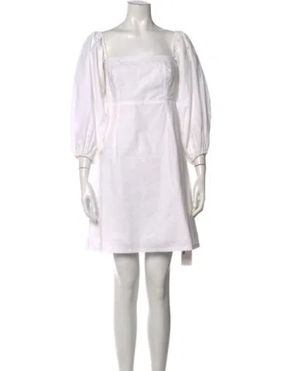 Pre-owned Cara Cara Square Neckline Mini Dress In White