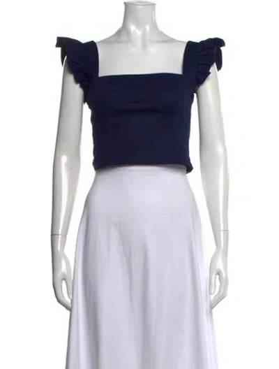 Pre-owned Cara Cara Square Neckline Short Sleeve Crop Top In Black